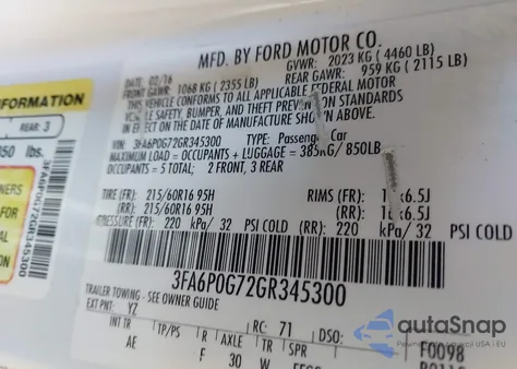2016 Ford Fusion S from USA, damaged, VIN 3FA6P0G72GR345300
